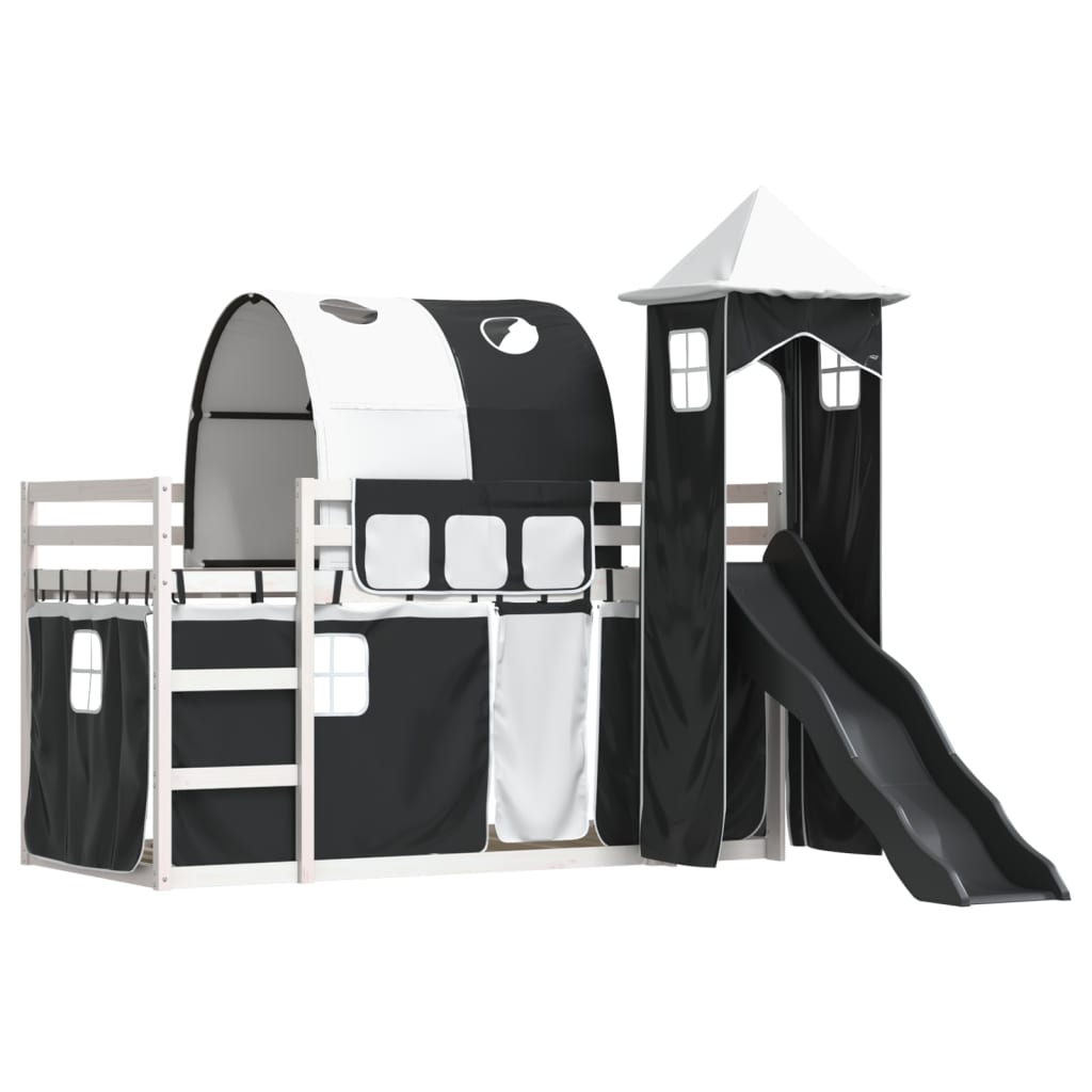 vidaXL Bunk Bed without Mattress with Slide White and Black 80x200 cm