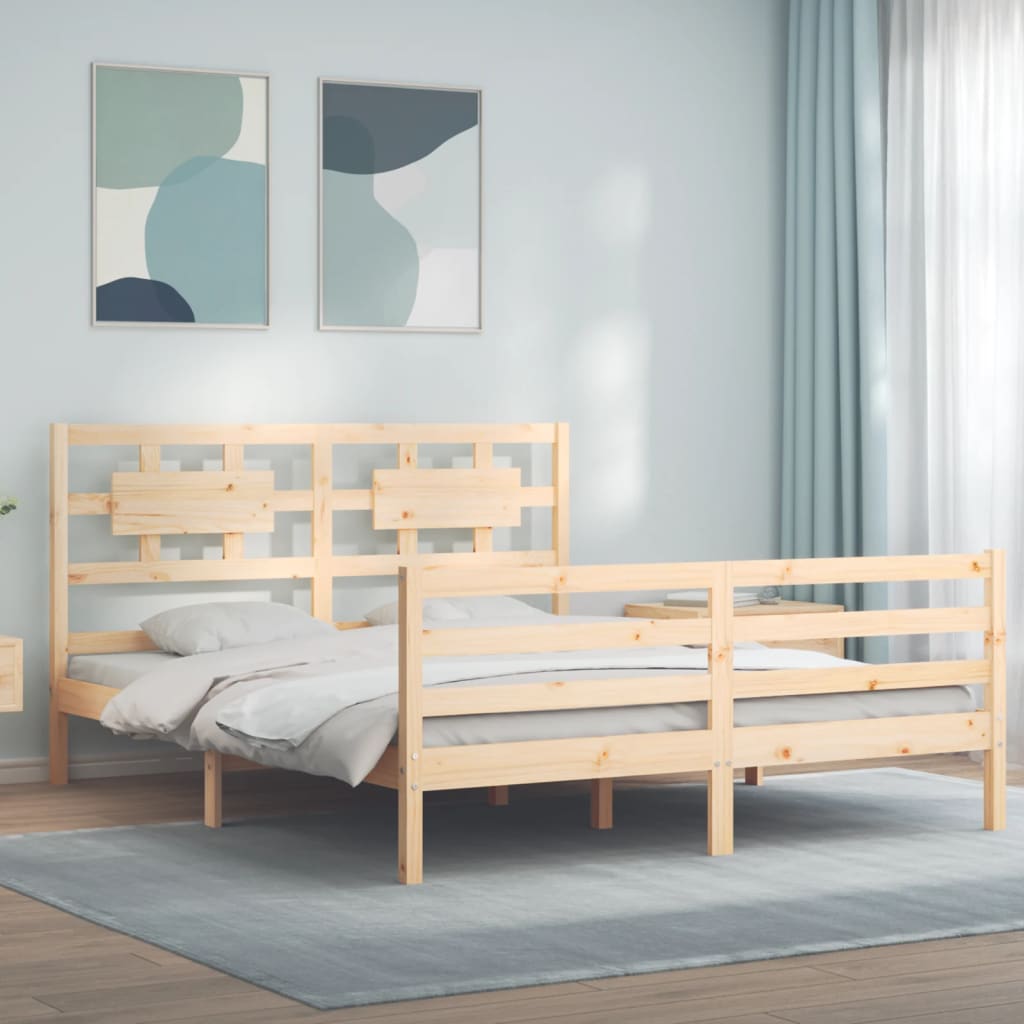 vidaXL Bed Frame without Mattress King Size Solid Wood