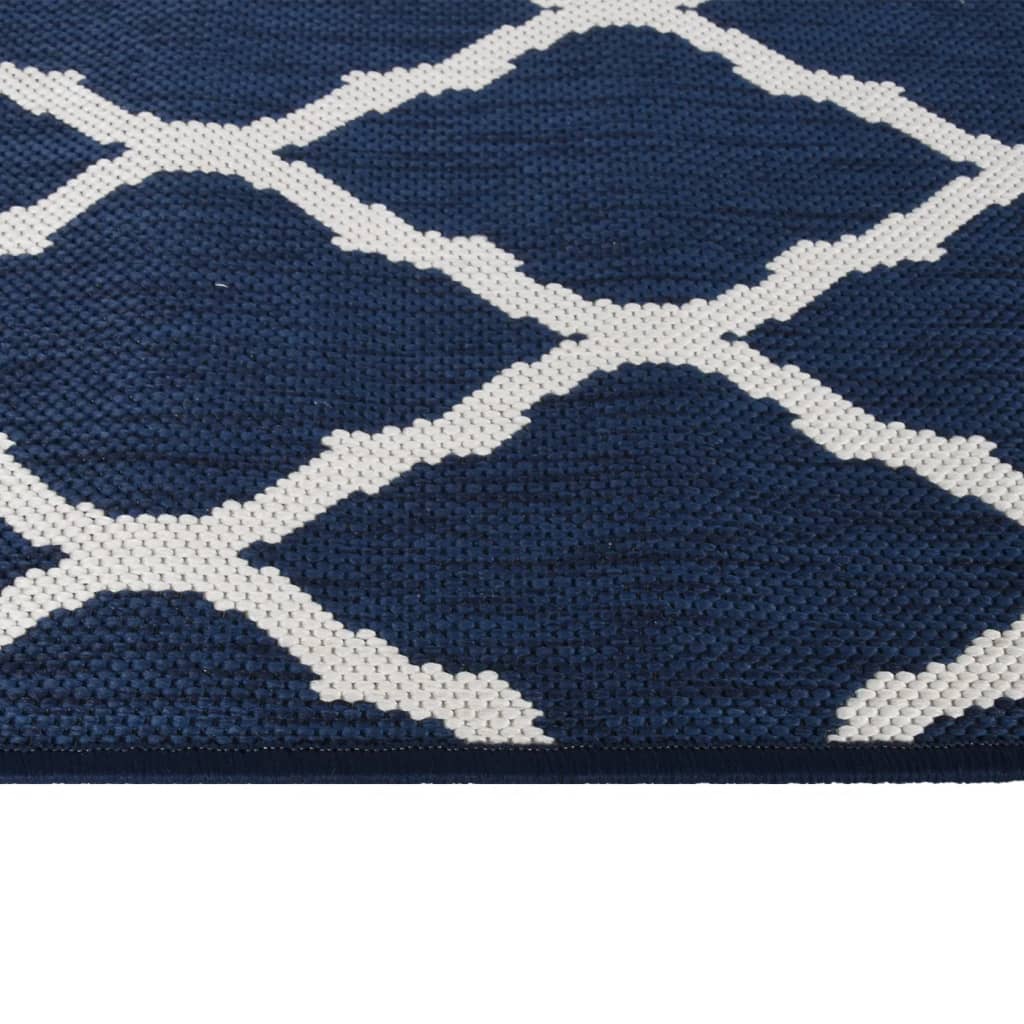 vidaXL Outdoor Rug Navy and White 80x250 cm Reversible Design