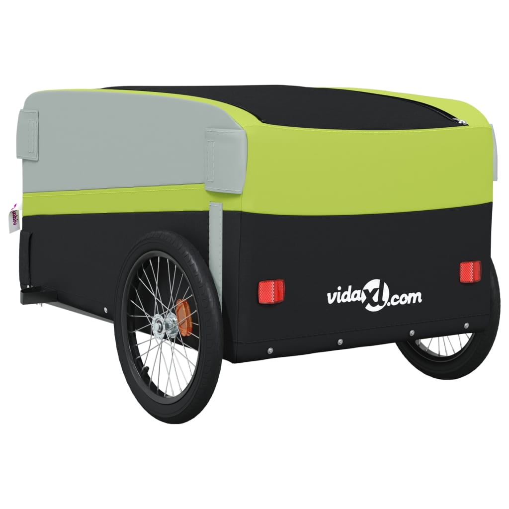 vidaXL Bike Trailer Black and Green 45 kg Iron