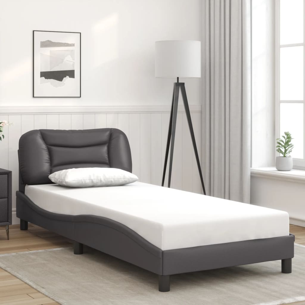 vidaXL Bed Frame with LED without Mattress Grey 80x200 cm