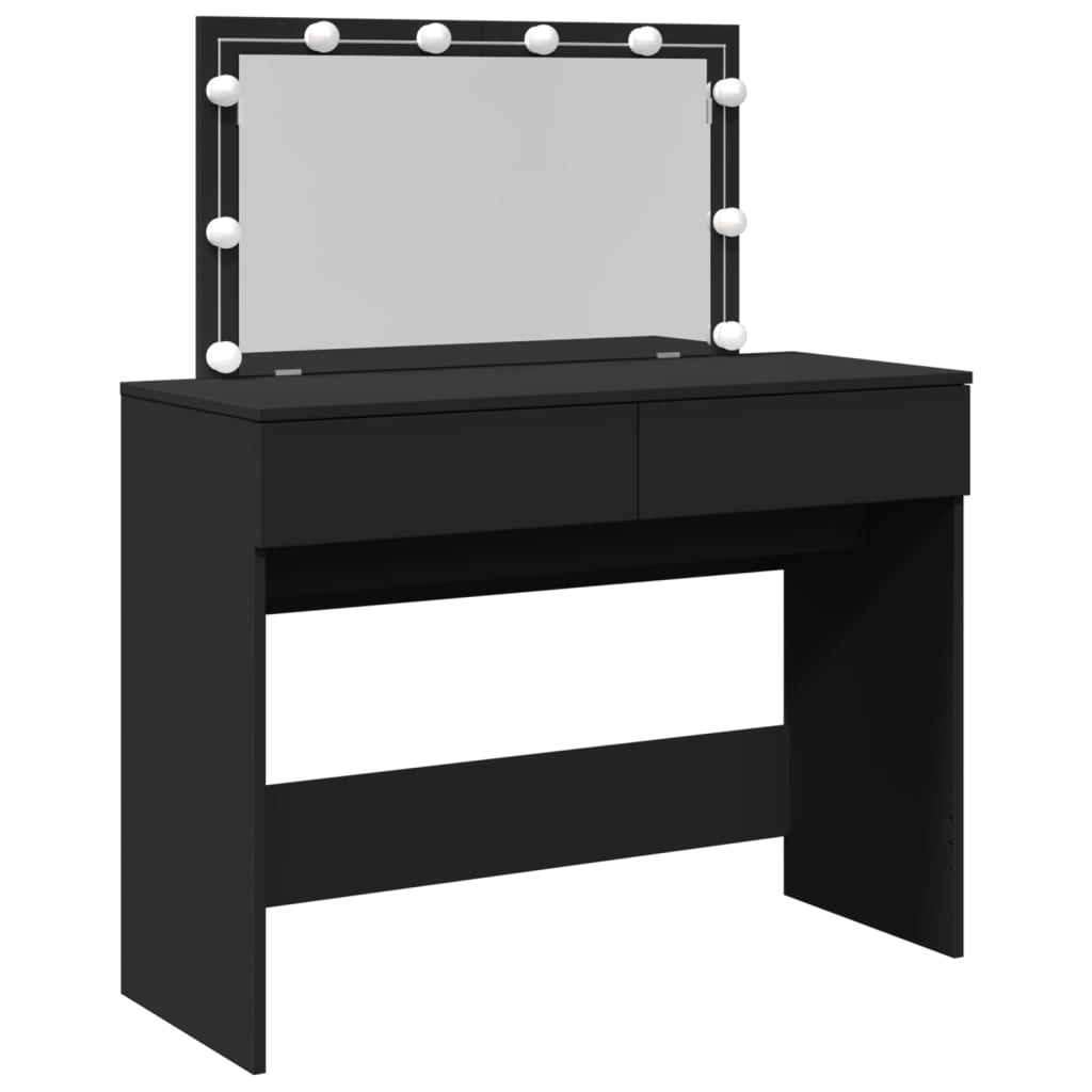 vidaXL Dressing Table with LED Black 100x40x120 cm