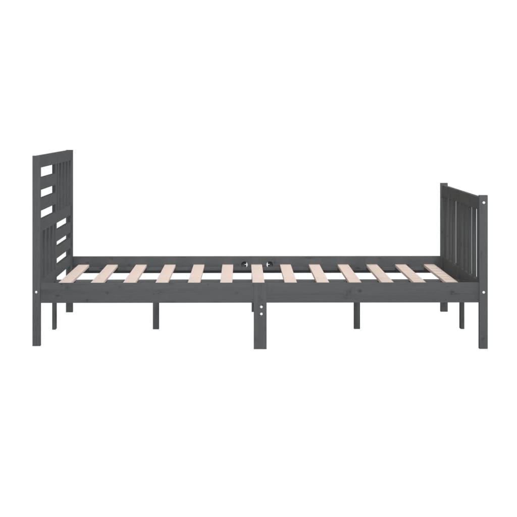 vidaXL Bed Frame without Mattress Grey Solid Wood 200x200 cm (810104+814166)