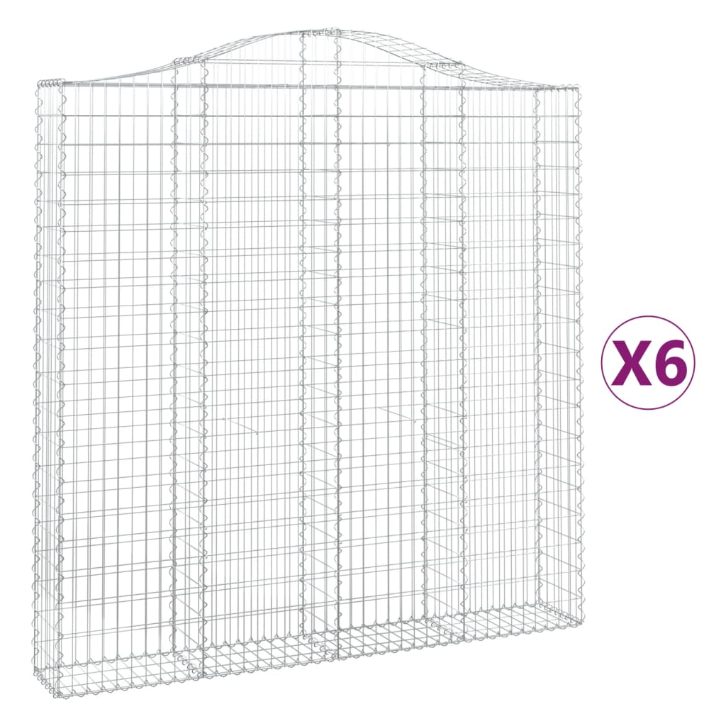 vidaXL Arched Gabion Baskets 6 pcs 200x30x200/220 cm Galvanised Iron