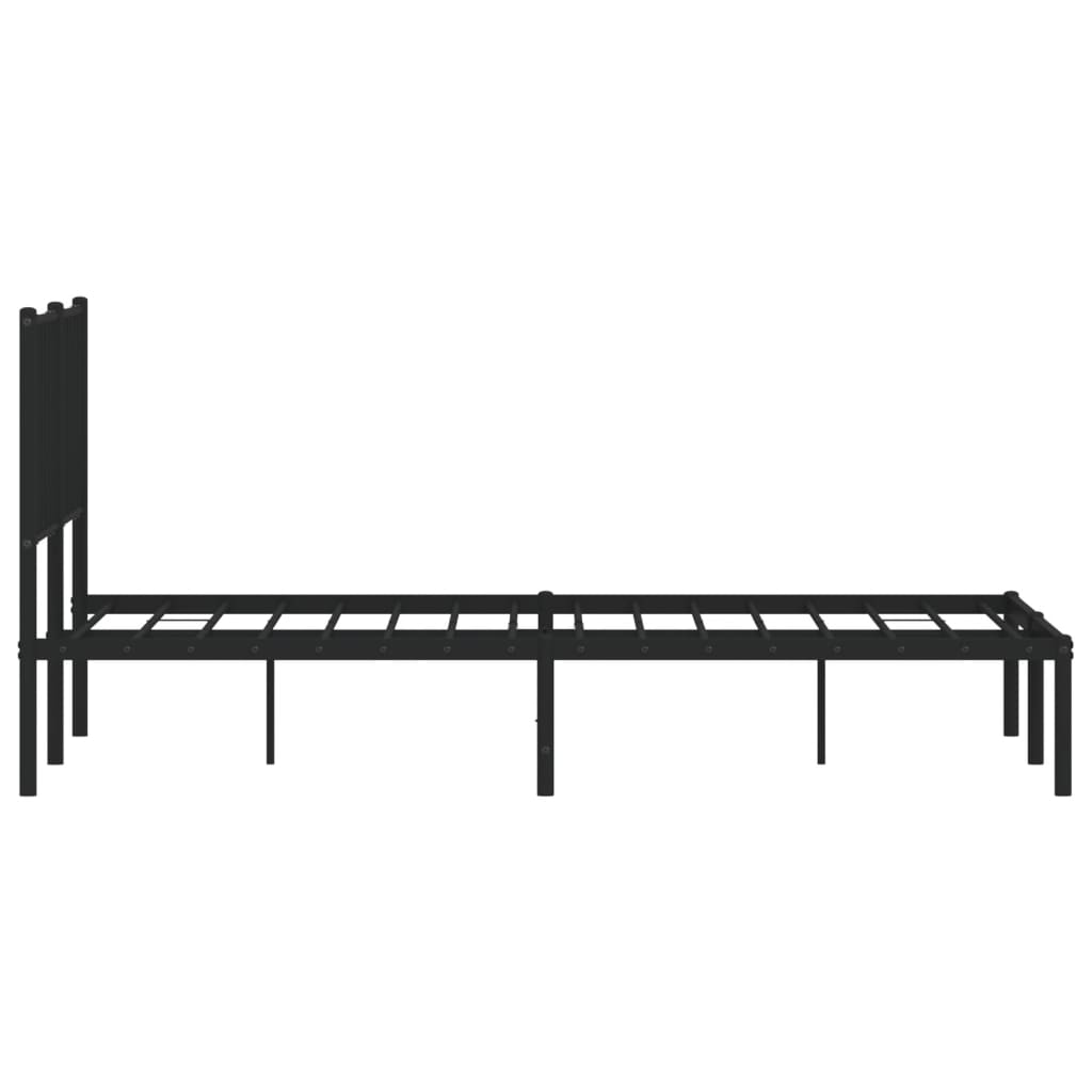 vidaXL Metal Bed Frame without Mattress with Headboard Black 140x200 cm