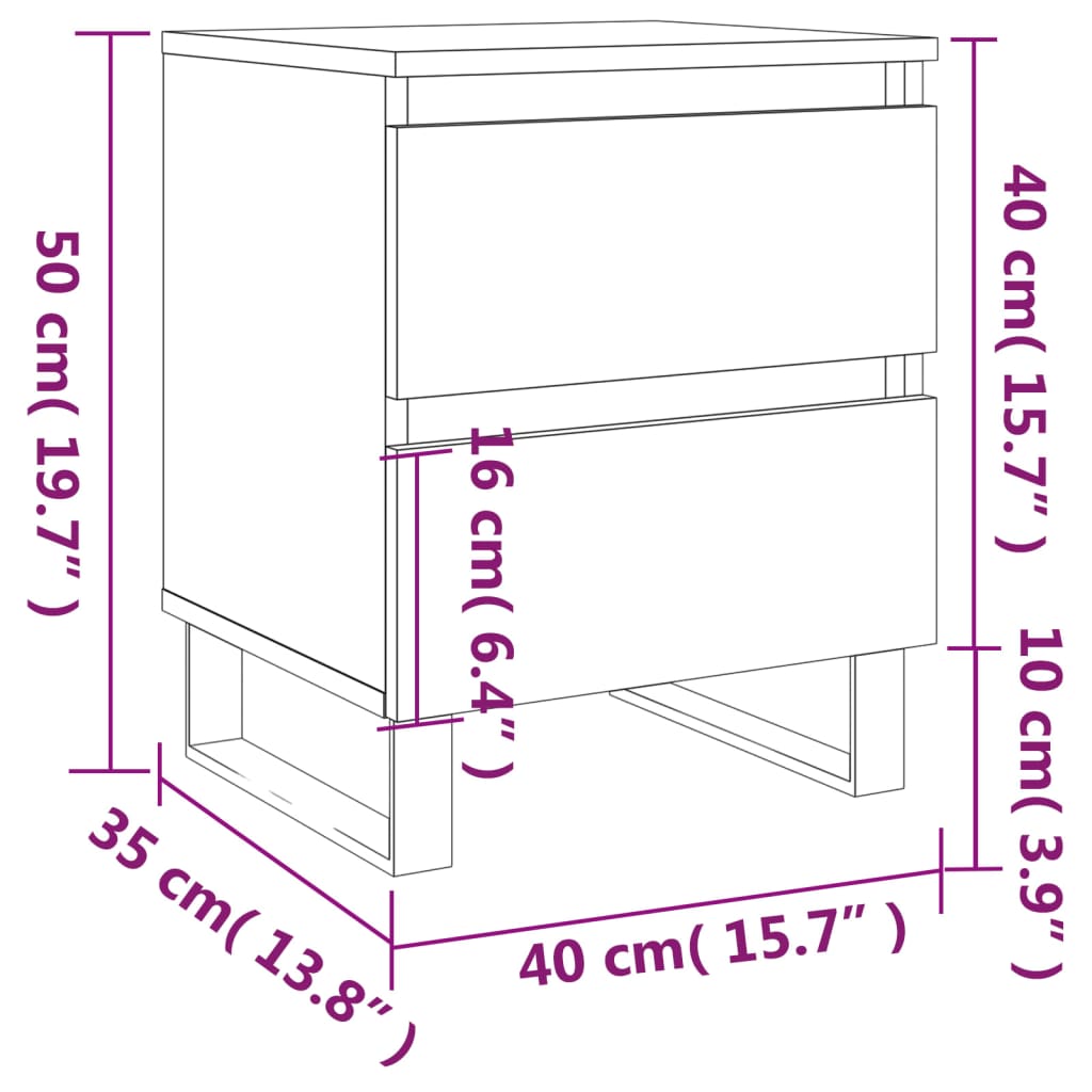 vidaXL Bedside Cabinets 2 pcs Brown Oak 40x35x50 cm Engineered Wood