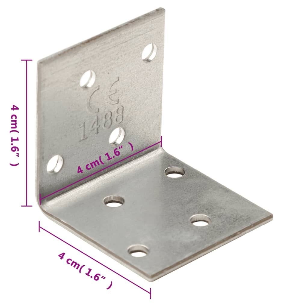 vidaXL Angle Brackets 100 pcs 2 mm 40x40x40 mm Galvanised Steel