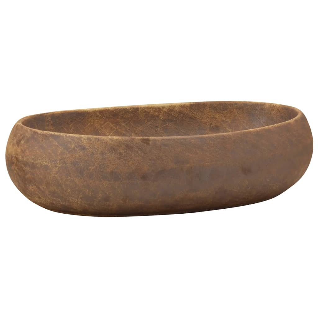 vidaXL Countertop Basin Brown Oval 59x40x15 cm Ceramic