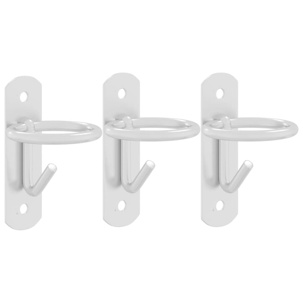 vidaXL Bucket Hooks 3 pcs Wall Mounted Silver Galvanised Steel