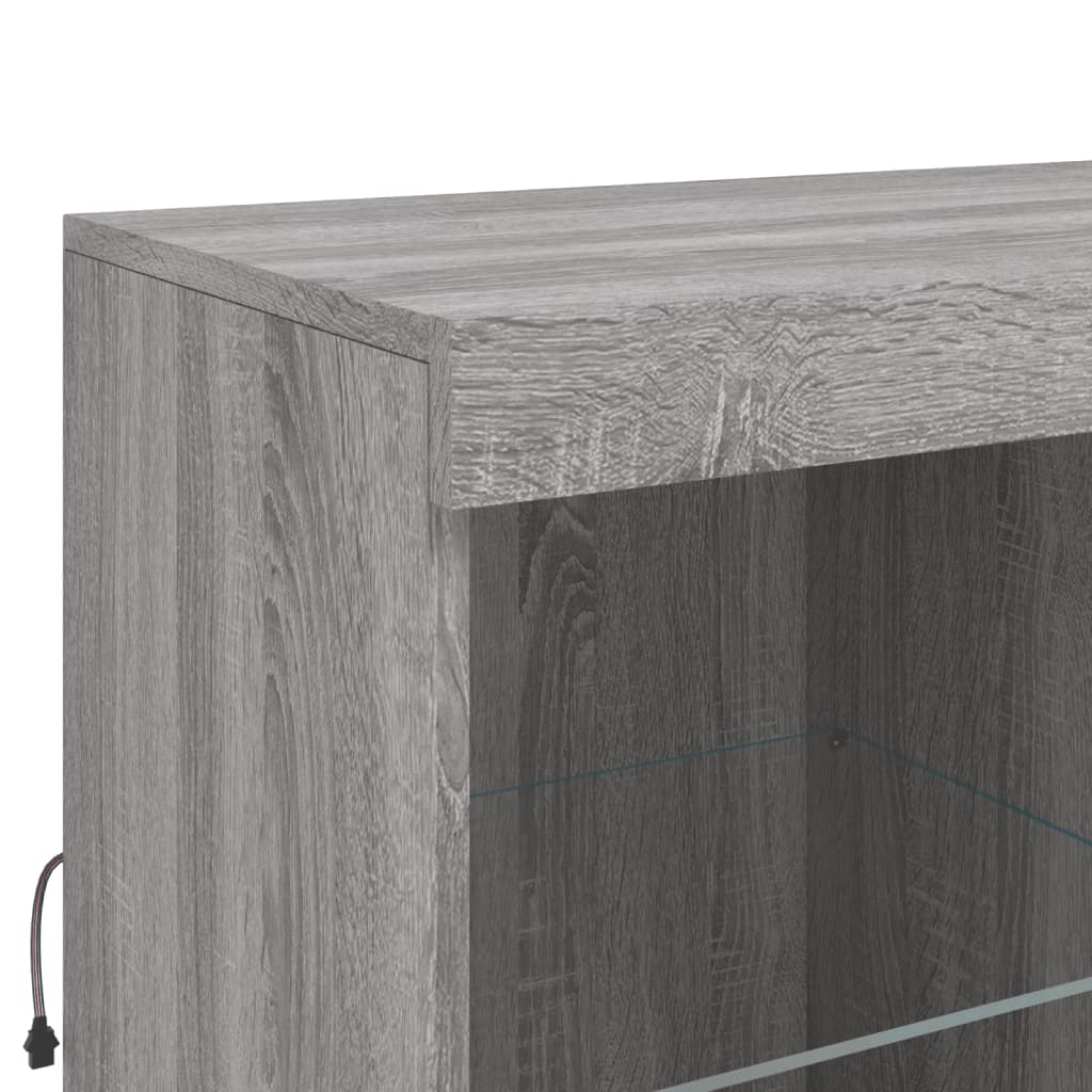 vidaXL Sideboard with LED Lights Grey Sonoma 283x37x100 cm