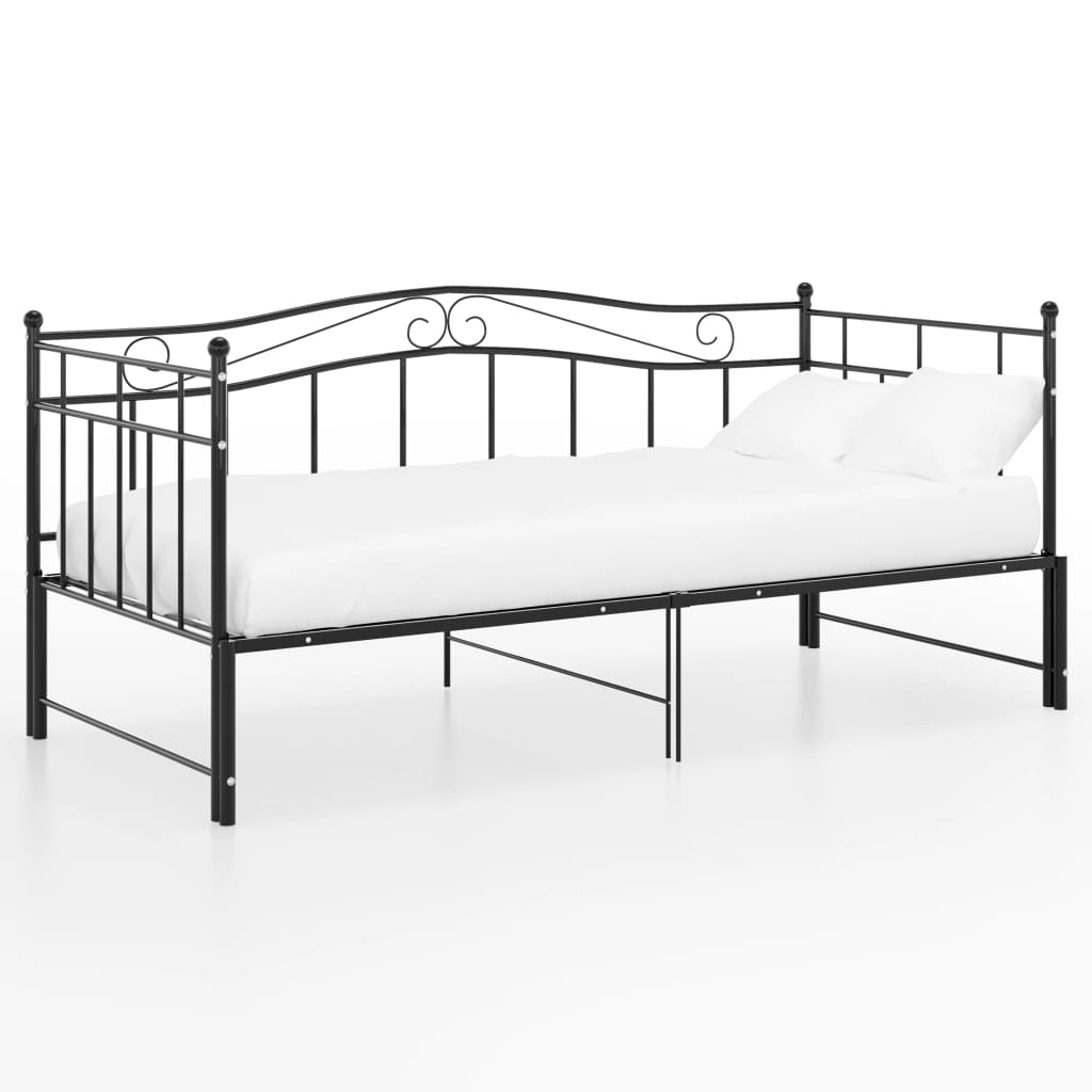 vidaXL Pull-out Sofa Bed Frame without Mattress Black Metal 90x200 cm