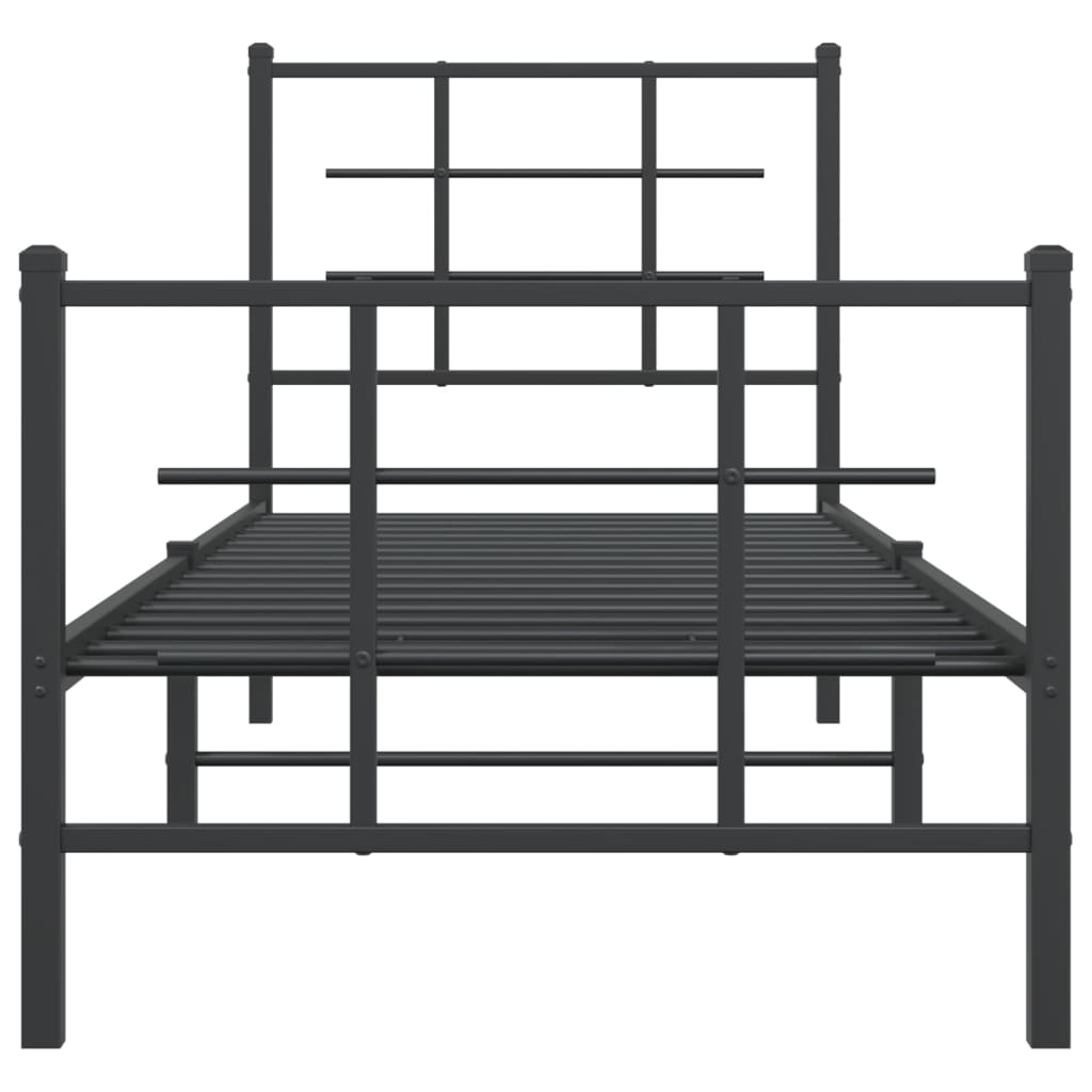 vidaXL Metal Bed Frame without Mattress with Footboard Black 75x190 cm Small Single