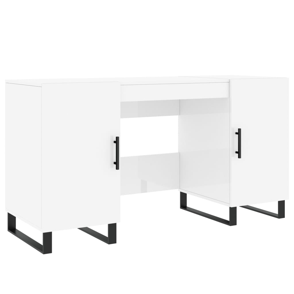 vidaXL Desk High Gloss White 140x50x75 cm Engineered Wood