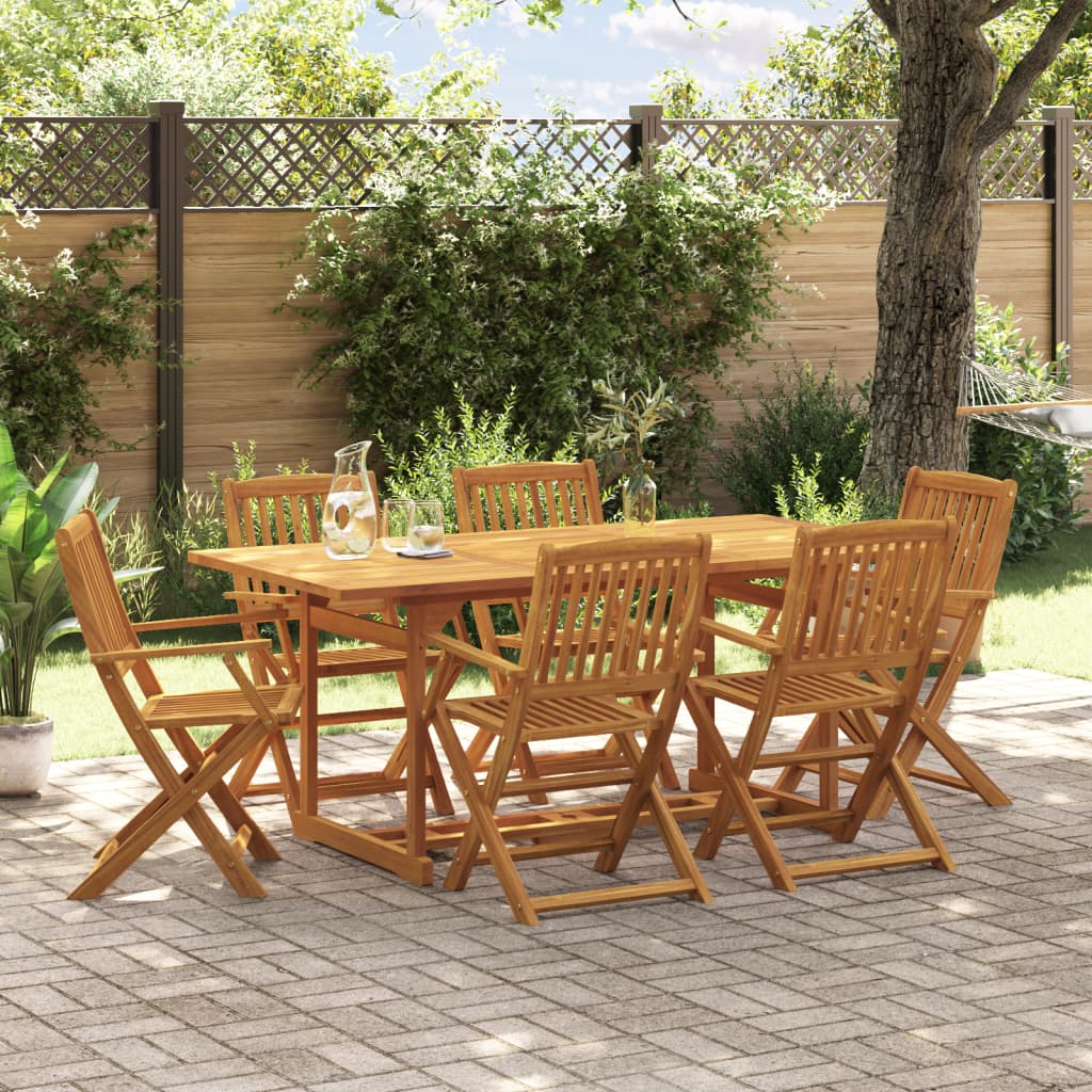 vidaXL 7 Piece Garden Dining Set 180x90x75 cm Solid Wood Acacia