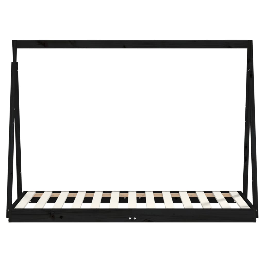 vidaXL Kids Bed Frame Black 80x160 cm Solid Wood Pine