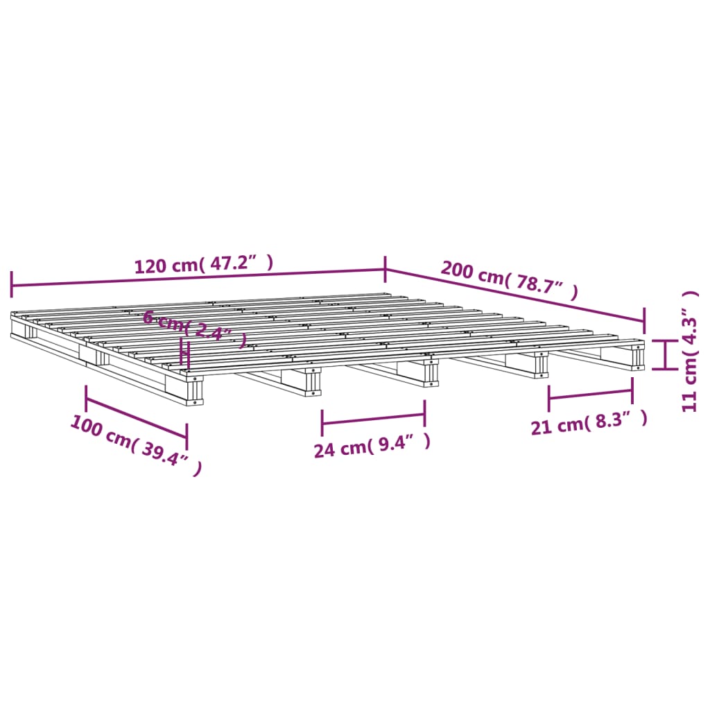 vidaXL Pallet Bed without Mattress White 120x200 cm Solid Wood