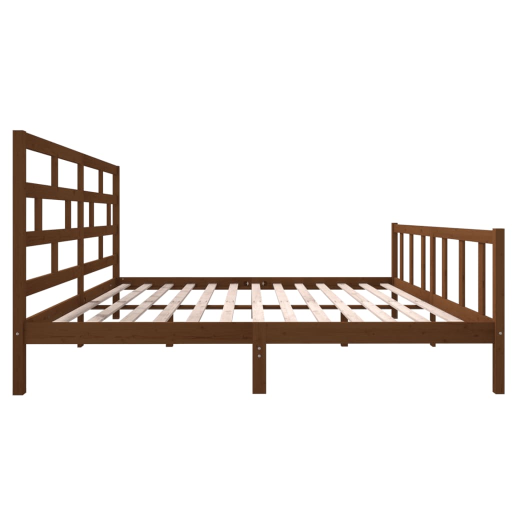 vidaXL Bed Frame without Mattress Honey Brown Solid Wood 200x200 cm (810105+814217)