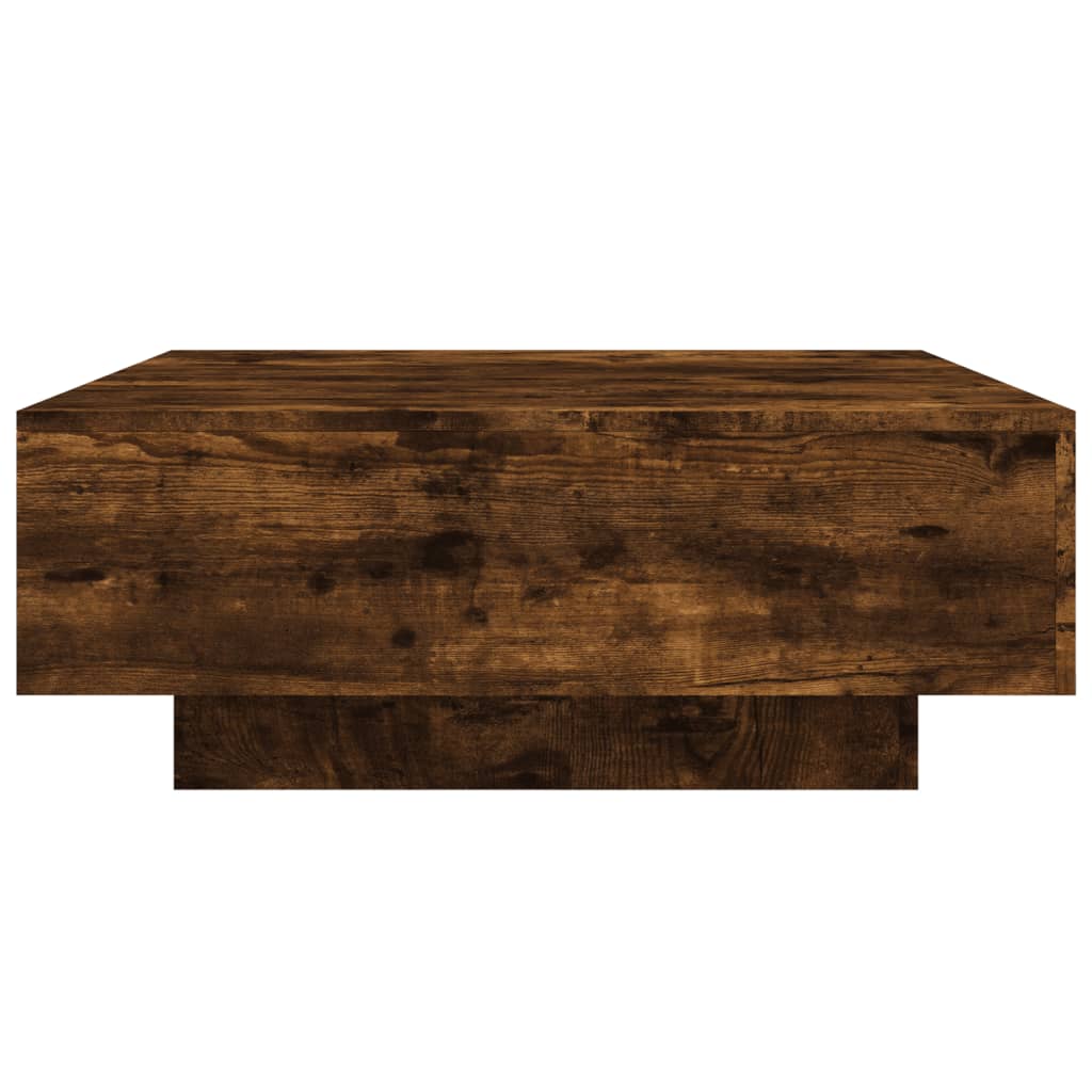 vidaXL Coffee Table with LED Lights Smoked Oak 80x80x31 cm