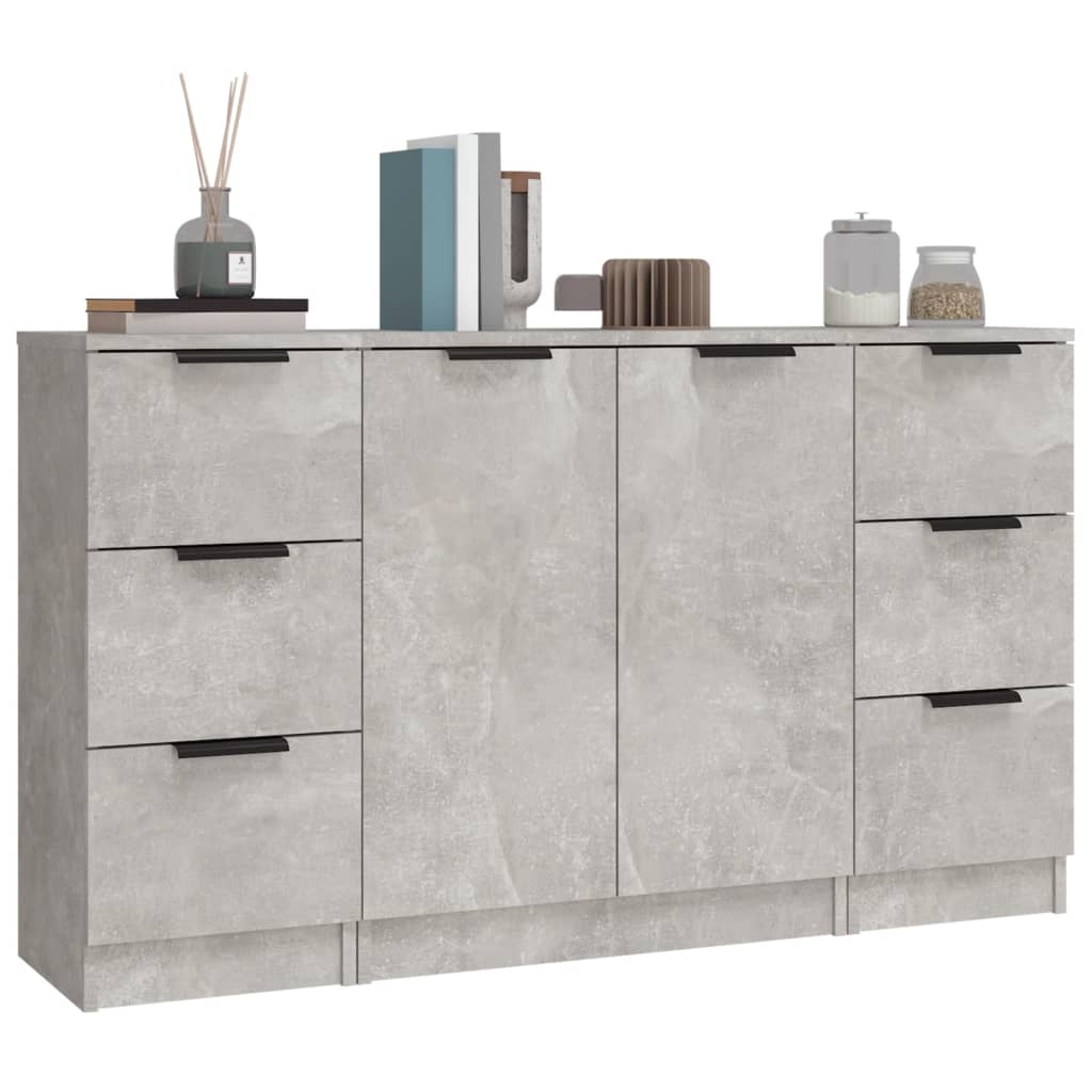 vidaXL Sideboards 3 pcs Concrete Grey Engineered Wood