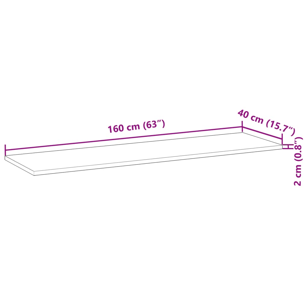 vidaXL Floating Shelf 160x40x2 cm Untreated Solid Wood Acacia