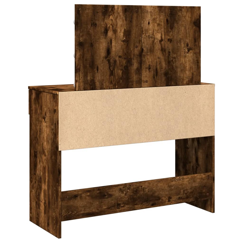 vidaXL Dressing Table with LED Smoked Oak 100x40x120 cm