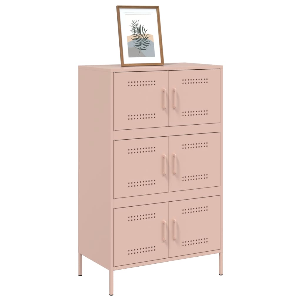 vidaXL Highboard Pink 68x39x113 cm Steel