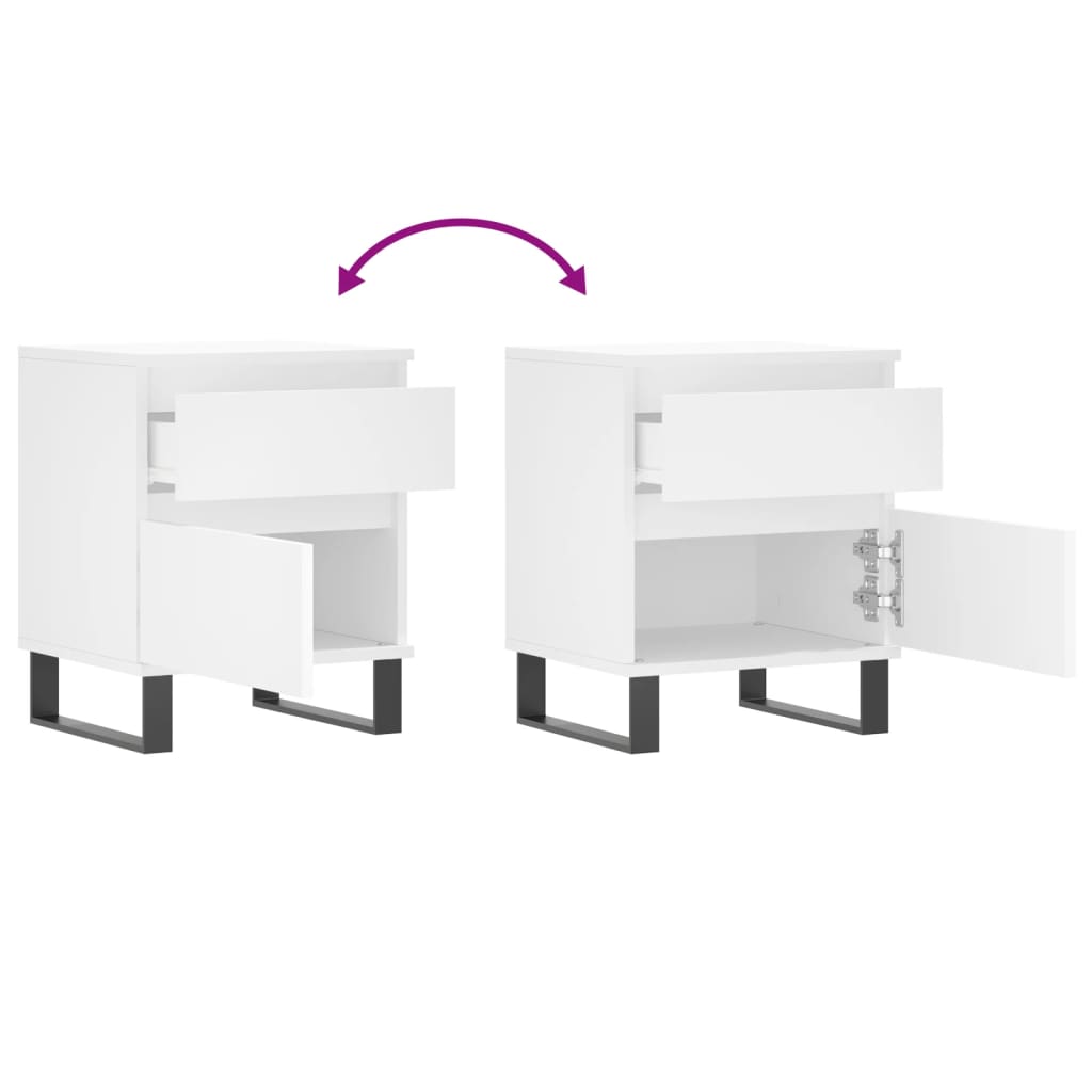 vidaXL Bedside Cabinets 2 pcs White 40x35x50 cm Engineered Wood