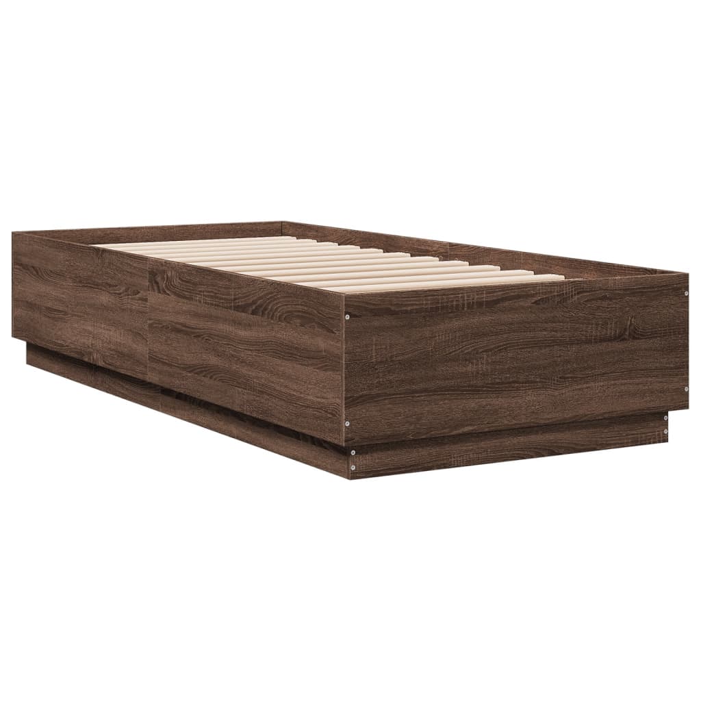 vidaXL Bed Frame without Mattress Brown Oak 100x200 cm