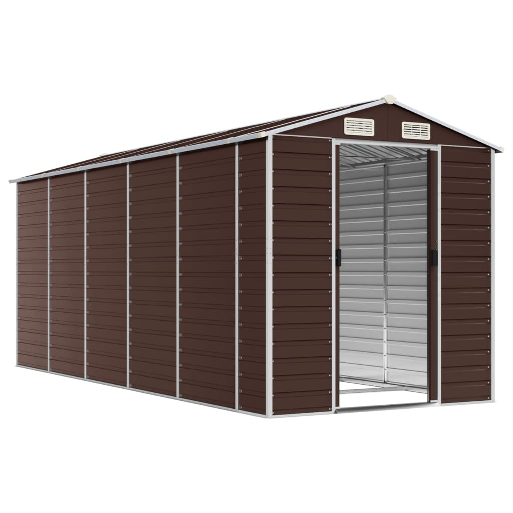 vidaXL Garden Shed Brown 191x470x198 cm Galvanised Steel