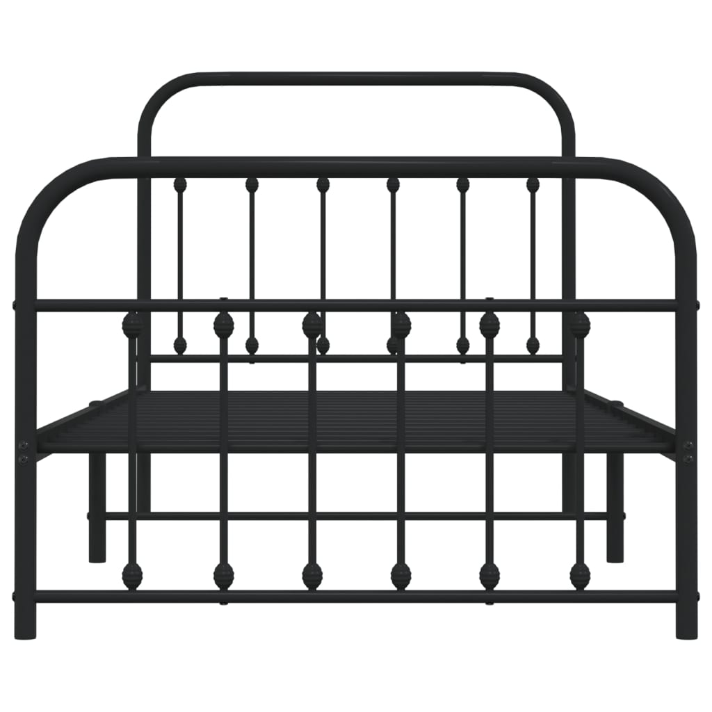 vidaXL Metal Bed Frame without Mattress with Footboard Black 100x190 cm