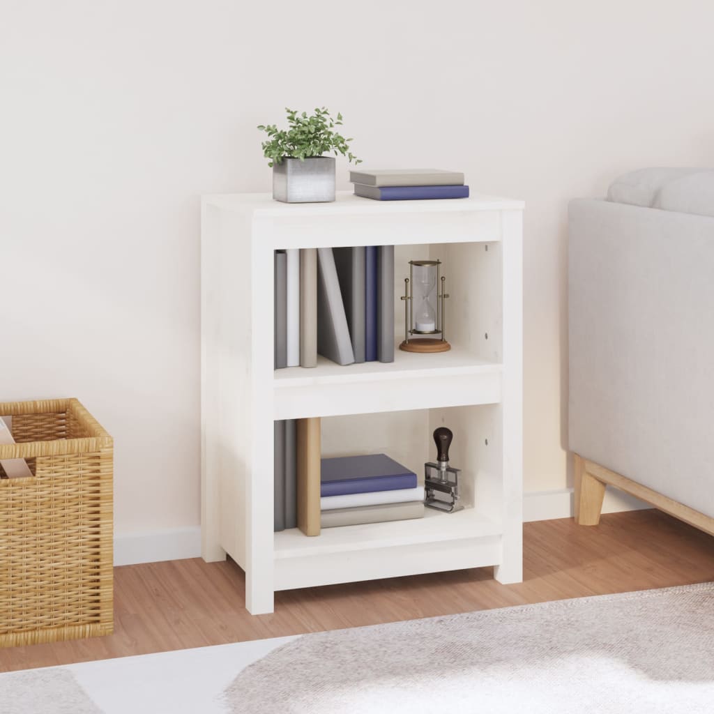 vidaXL Book Cabinet White 50x35x68 cm Solid Wood Pine