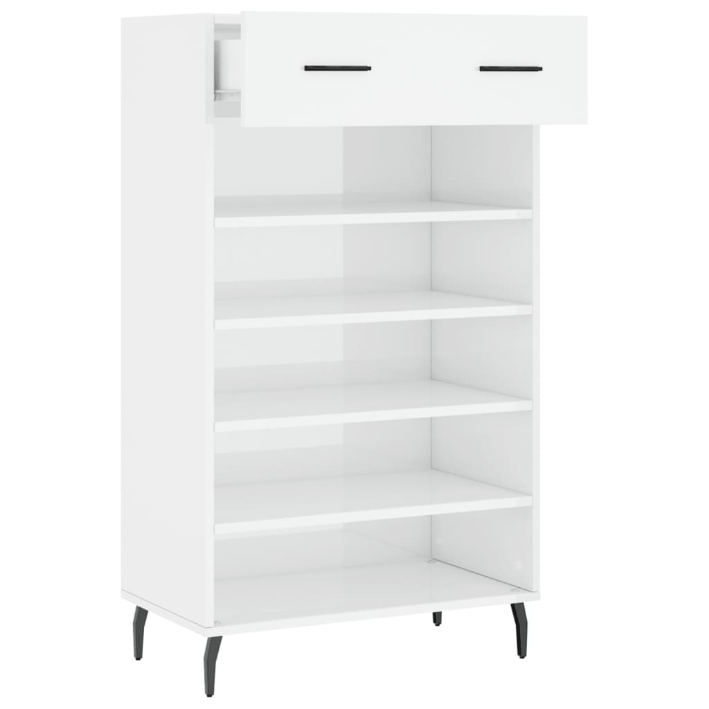 vidaXL Shoe Cabinet High Gloss White 60x35x105 cm Engineered Wood