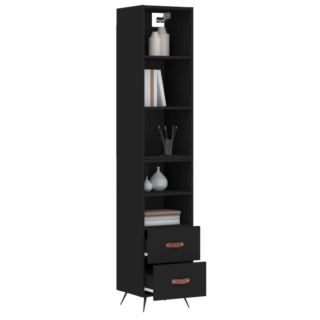 vidaXL Highboard Black 34.5x34x180 cm Engineered Wood