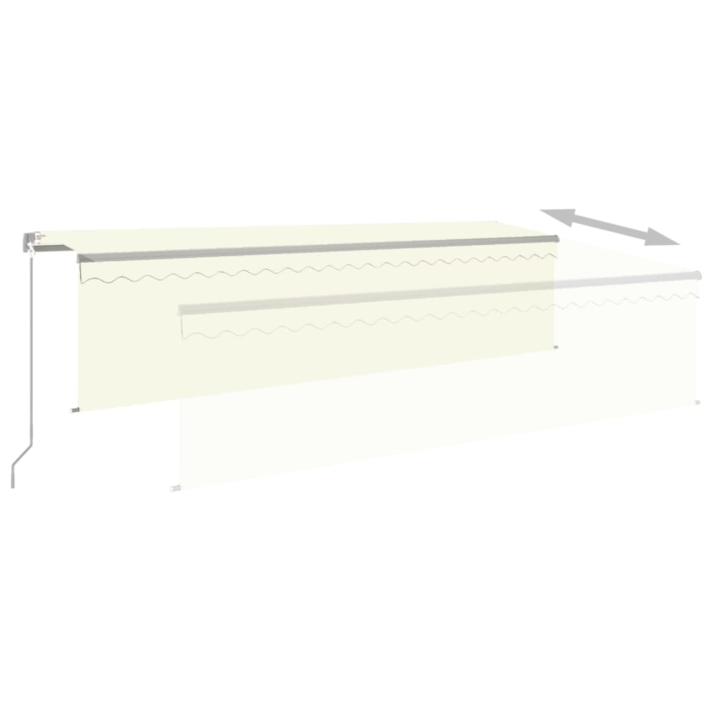 vidaXL Manual Retractable Awning with Blind&LED 5x3m Cream