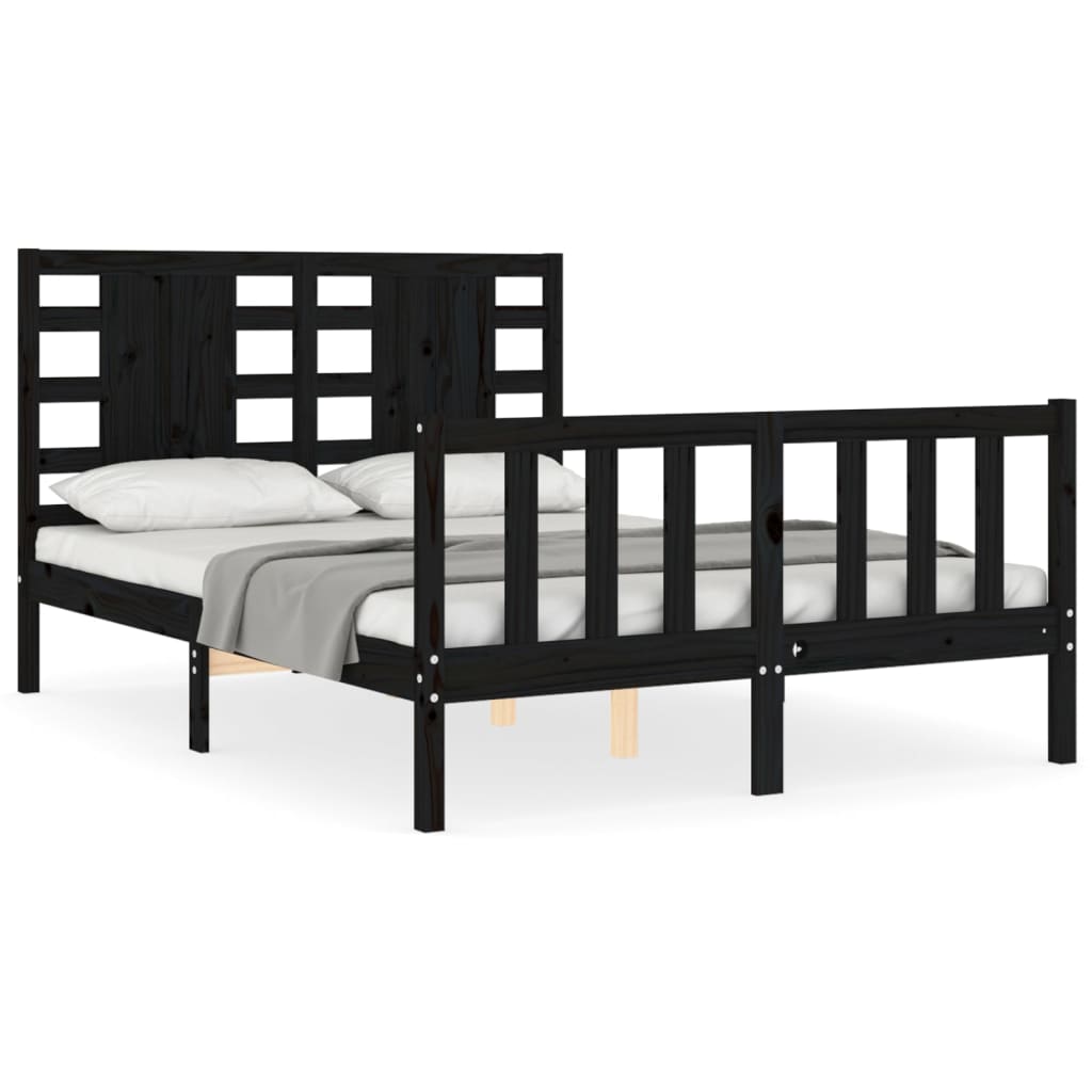 vidaXL Bed Frame without Mattress Black 120x200 cm Solid Wood Pine