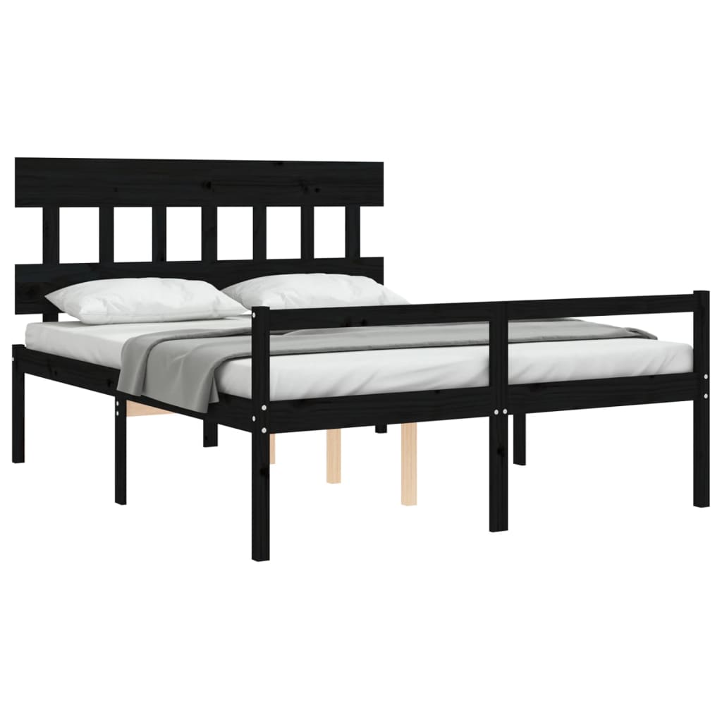 vidaXL Senior Bed without Mattress Black King Size Solid Wood