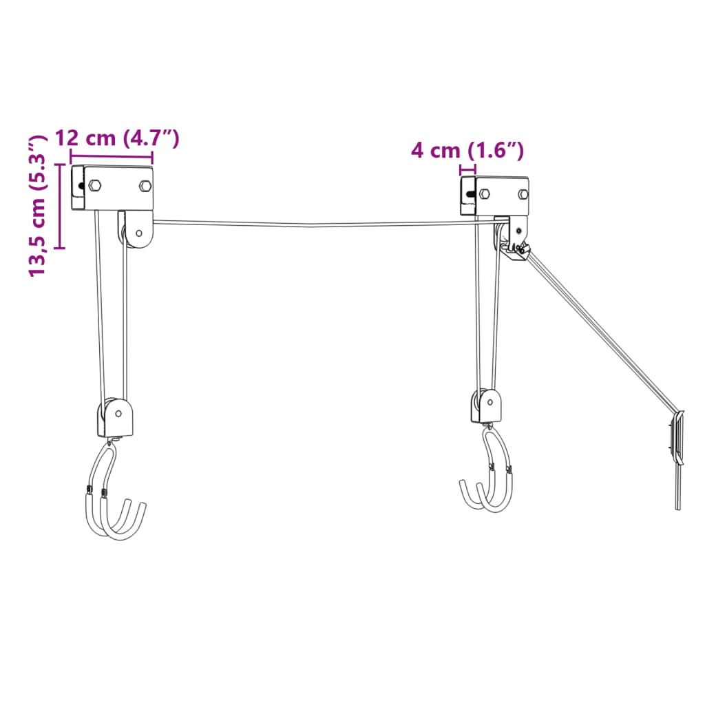 vidaXL Bike Hoist with Ceiling Mount 57 kg