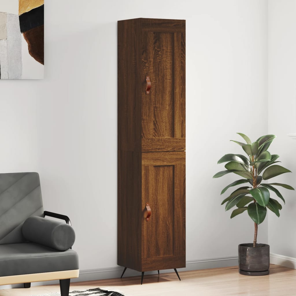 vidaXL Highboard Brown Oak 34.5x34x180 cm Engineered Wood