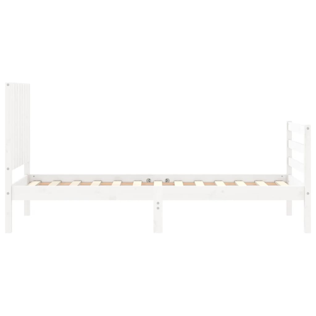 vidaXL Bed Frame without Mattress White Small Single Solid Wood