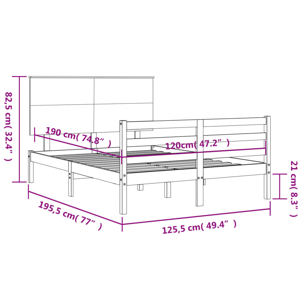 vidaXL Bed Frame without Mattress White Small Double Solid Wood