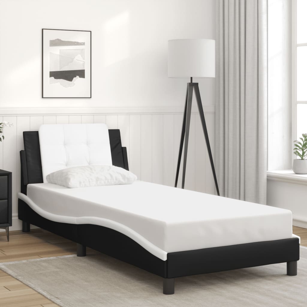 vidaXL Bed Frame without Mattress Black and White 100x200 cm Faux Leather