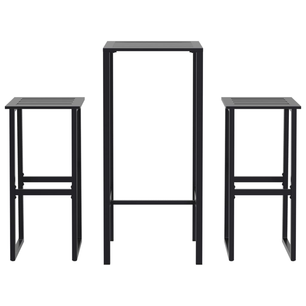 vidaXL 3 Piece Garden Bar Set Black Powder-coated Steel