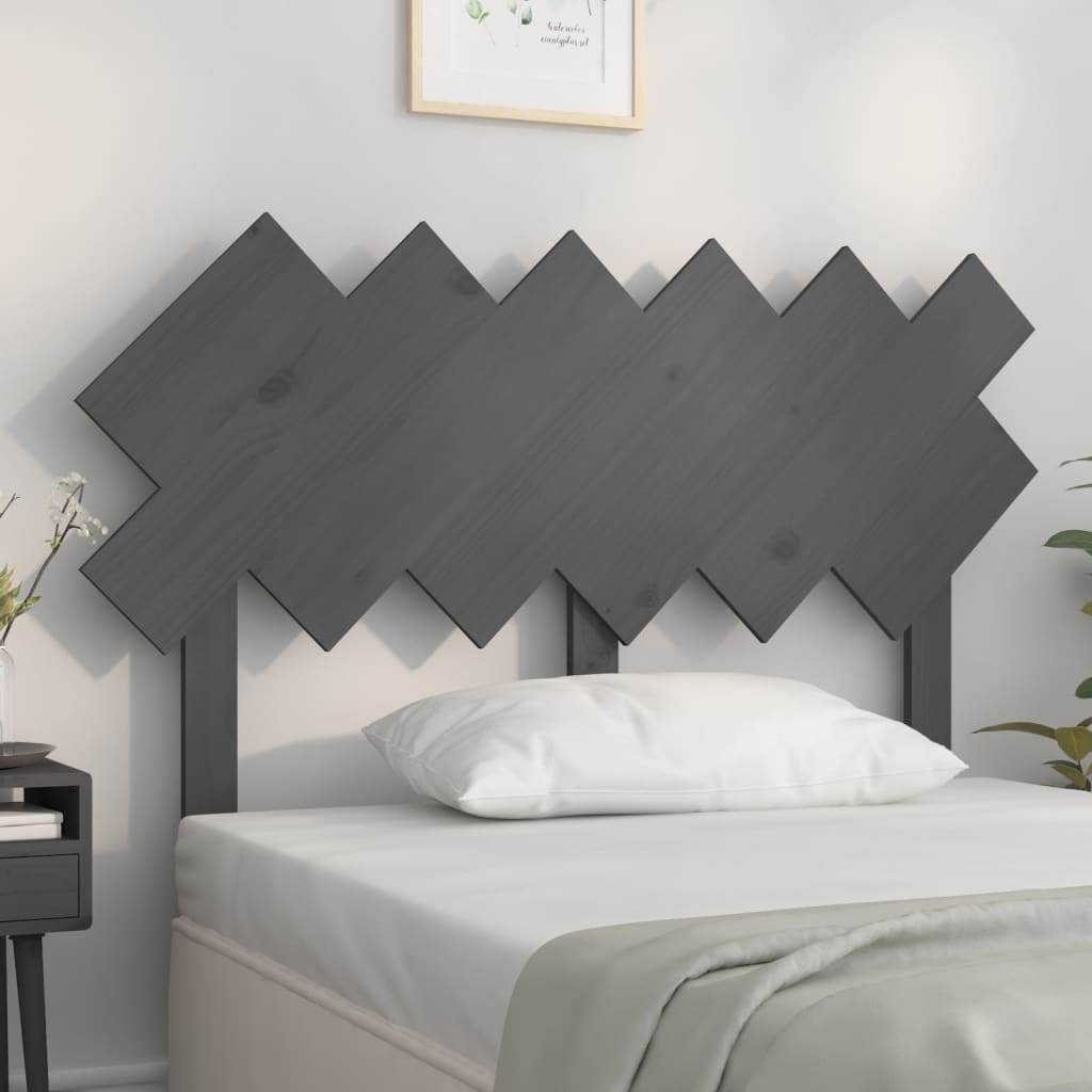 vidaXL Bed Headboard Grey 122.5x3x80.5 cm Solid Wood Pine