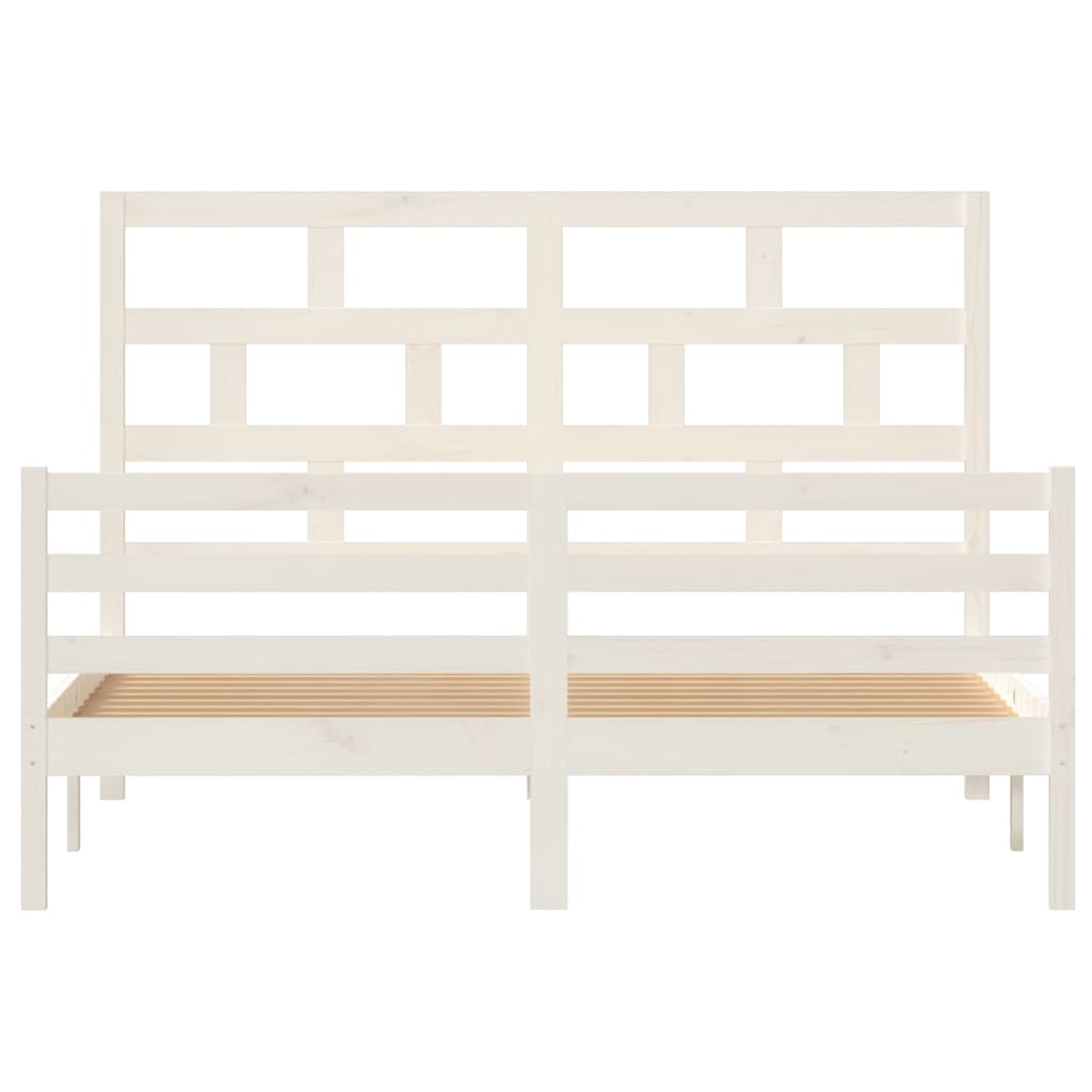 vidaXL Bed Frame without Mattress White Solid Wood King Size