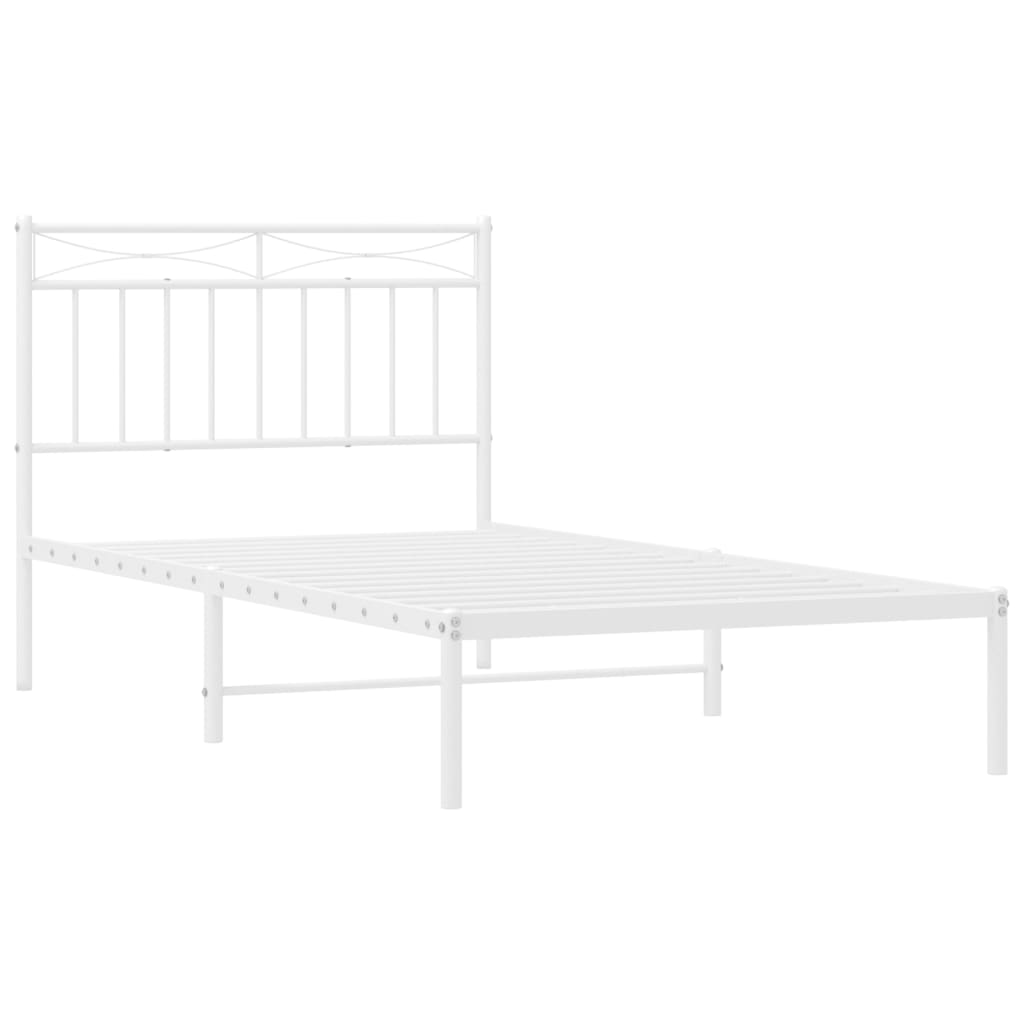 vidaXL Metal Bed Frame without Mattress with Headboard White 100x190 cm