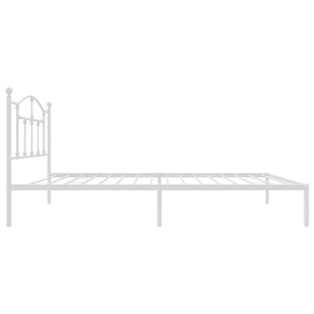 vidaXL Metal Bed Frame without Mattress with Headboard White 90x200 cm