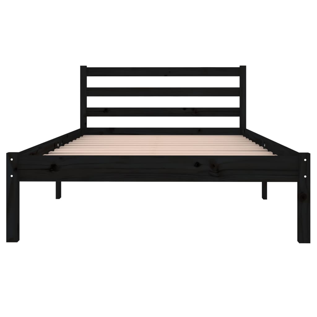 vidaXL Bed Frame without Mattress Solid Wood Pine 100x200 cm Black