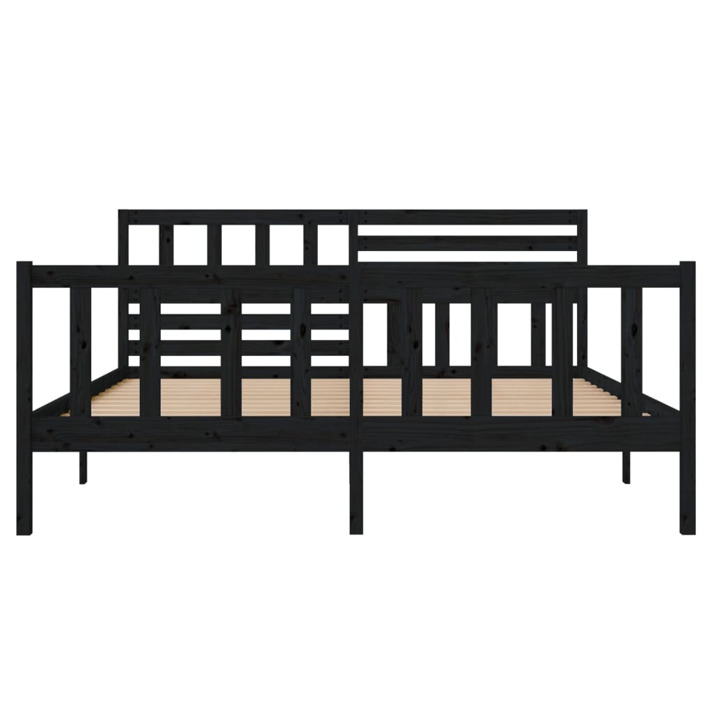 vidaXL Bed Frame without Mattress Black Double Solid Wood