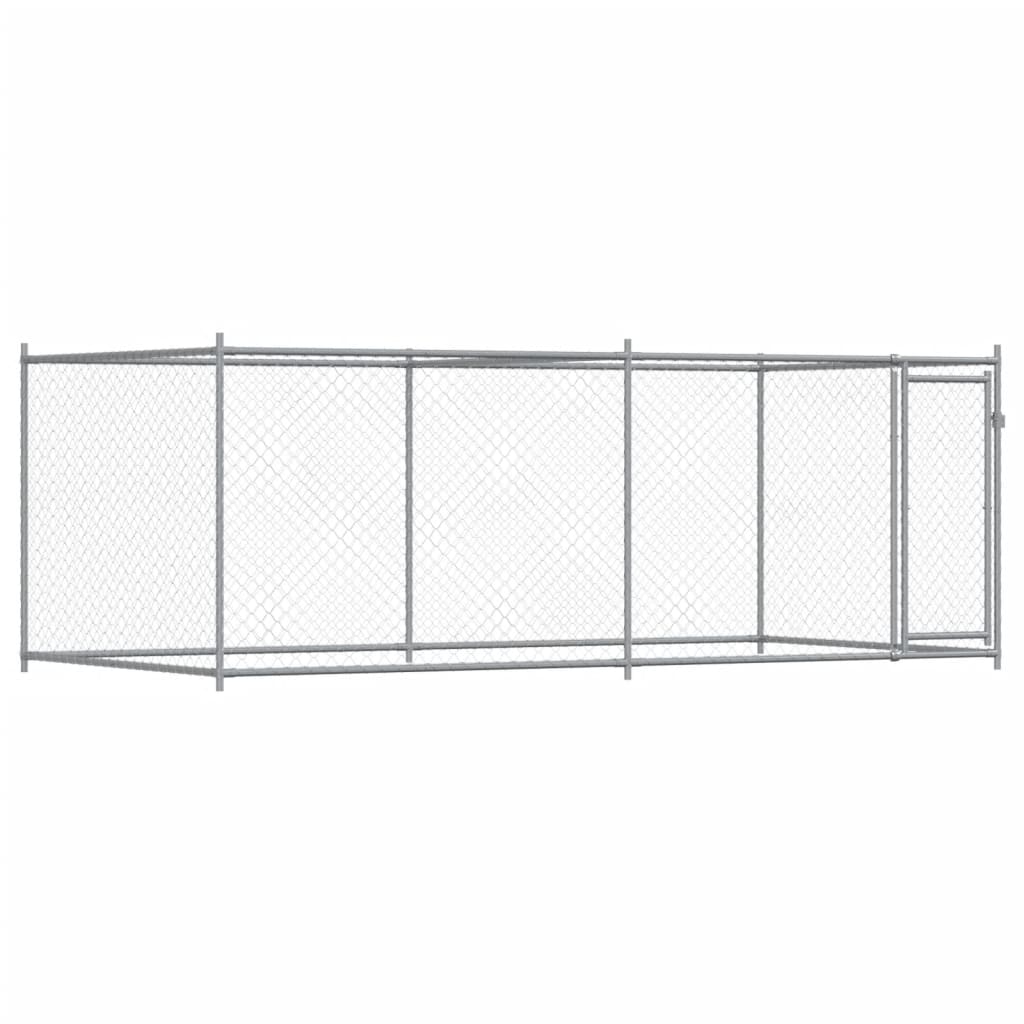 vidaXL Dog Cage with Door Grey 4x2x1.5 m Galvanised Steel