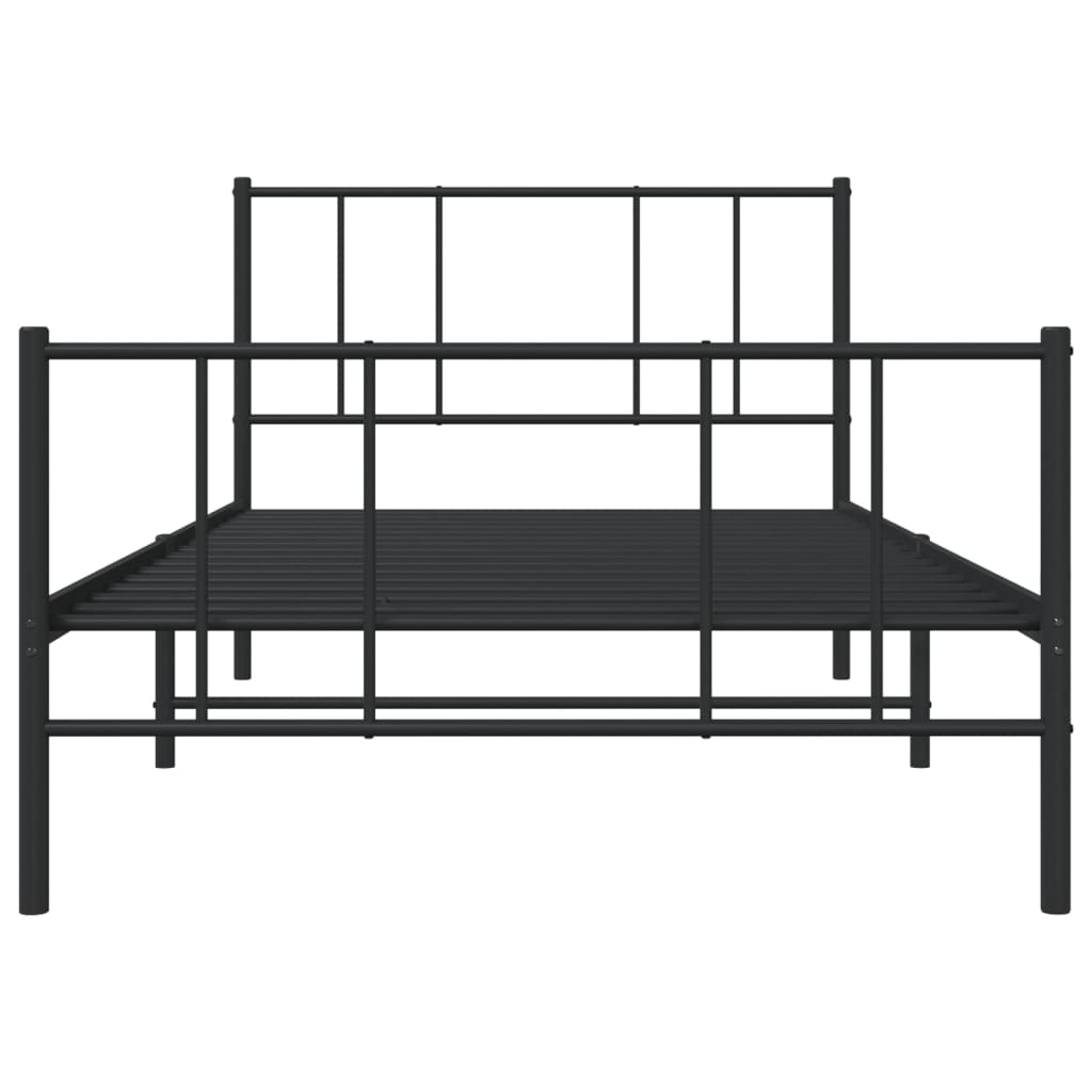 vidaXL Metal Bed Frame without Mattress with Footboard Black 75x190 cm Small Single